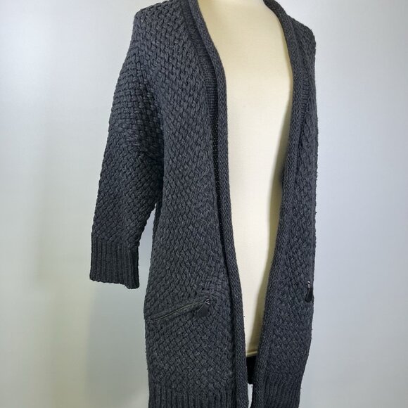 Banana Republic Textured Cocoon Long Wool Blend Cardigan Grey Small - Picture 5 of 13